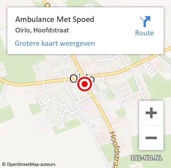 Locatie op kaart van de 112 melding: Ambulance Met Spoed Naar Oirlo, Hoofdstraat op 20 februari 2019 14:34