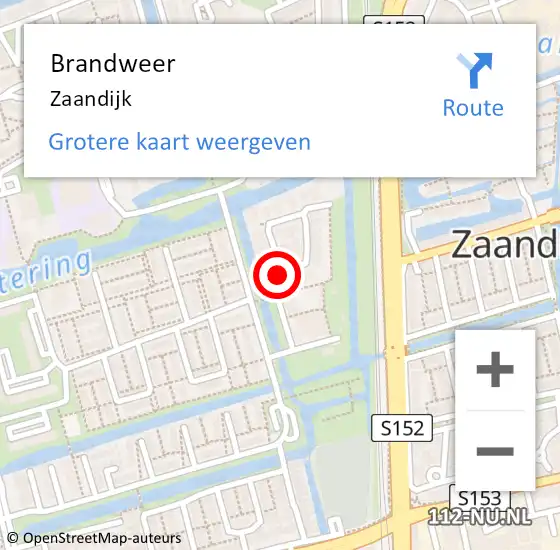 Locatie op kaart van de 112 melding: Brandweer Zaandijk op 20 februari 2019 14:49