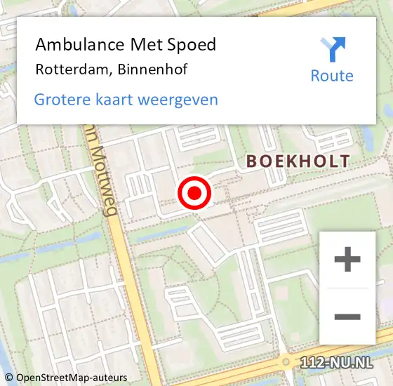 Locatie op kaart van de 112 melding: Ambulance Met Spoed Naar Rotterdam, Binnenhof op 20 februari 2019 15:00