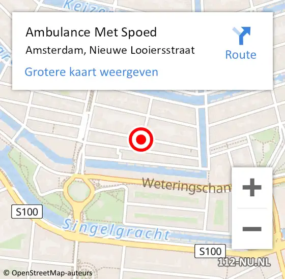 Locatie op kaart van de 112 melding: Ambulance Met Spoed Naar Amsterdam, Nieuwe Looiersstraat op 20 februari 2019 18:09