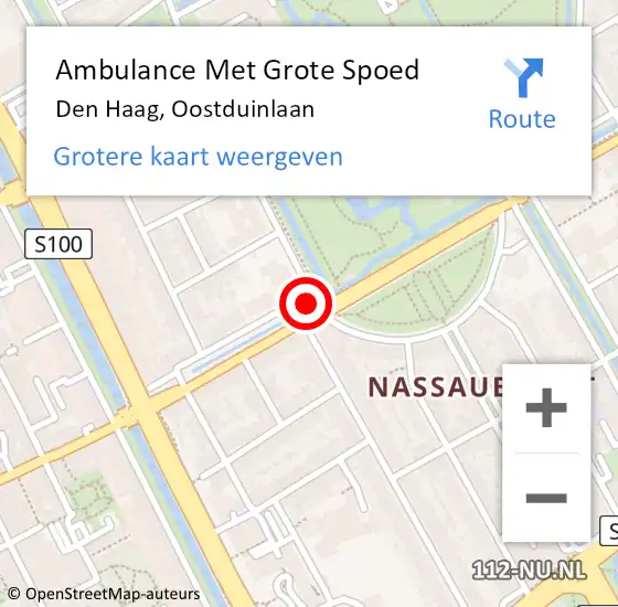 Locatie op kaart van de 112 melding: Ambulance Met Grote Spoed Naar Den Haag, Oostduinlaan op 20 februari 2019 19:23
