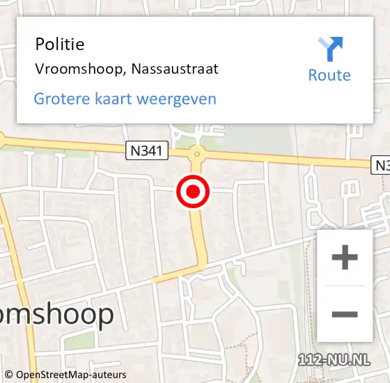 Locatie op kaart van de 112 melding: Politie Vroomshoop, Nassaustraat op 20 februari 2019 19:46