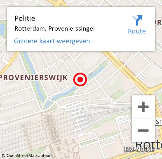 Locatie op kaart van de 112 melding: Politie Rotterdam, Provenierssingel op 20 februari 2019 23:04