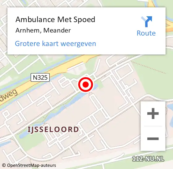 Locatie op kaart van de 112 melding: Ambulance Met Spoed Naar Arnhem, Meander op 21 februari 2019 07:21