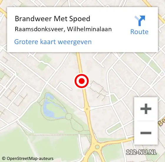 Locatie op kaart van de 112 melding: Brandweer Met Spoed Naar Raamsdonksveer, Wilhelminalaan op 21 februari 2019 07:26
