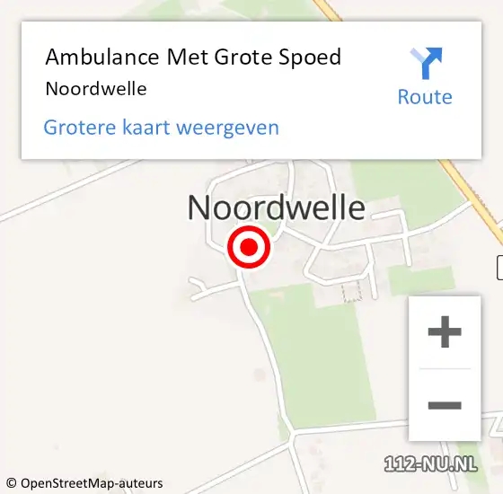 Locatie op kaart van de 112 melding: Ambulance Met Grote Spoed Naar Noordwelle op 21 februari 2019 08:43