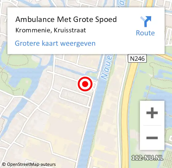 Locatie op kaart van de 112 melding: Ambulance Met Grote Spoed Naar Krommenie, Kruisstraat op 21 februari 2019 08:54
