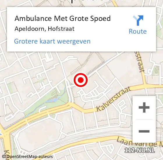 Locatie op kaart van de 112 melding: Ambulance Met Grote Spoed Naar Apeldoorn, Hofstraat op 21 februari 2019 09:34