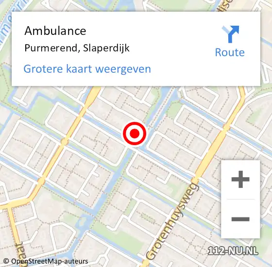 Locatie op kaart van de 112 melding: Ambulance Purmerend, Slaperdijk op 21 februari 2019 11:51