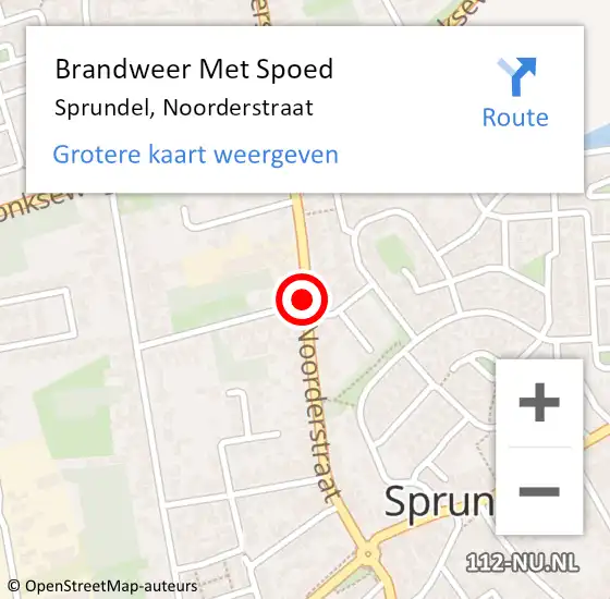 Locatie op kaart van de 112 melding: Brandweer Met Spoed Naar Sprundel, Noorderstraat op 21 februari 2019 15:57
