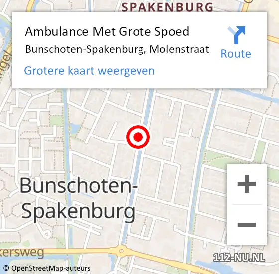 Locatie op kaart van de 112 melding: Ambulance Met Grote Spoed Naar Bunschoten-Spakenburg, Molenstraat op 21 februari 2019 19:13