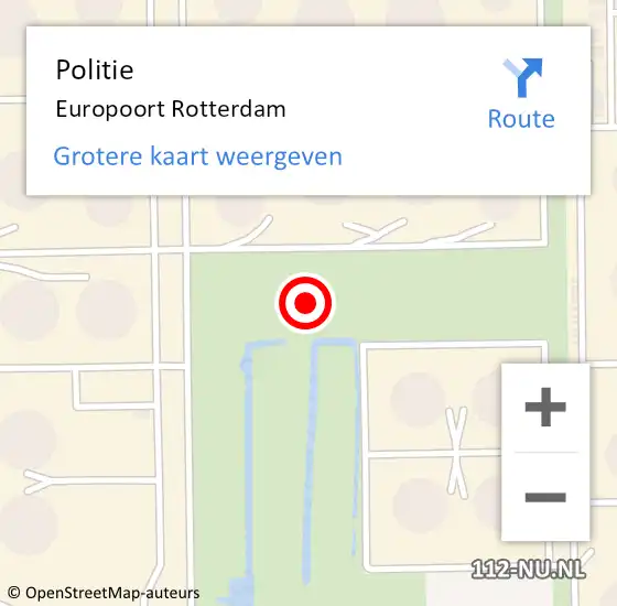 Locatie op kaart van de 112 melding: Politie Europoort Rotterdam op 21 februari 2019 23:54