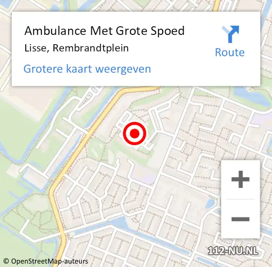 Locatie op kaart van de 112 melding: Ambulance Met Grote Spoed Naar Lisse, Rembrandtplein op 22 februari 2019 05:37