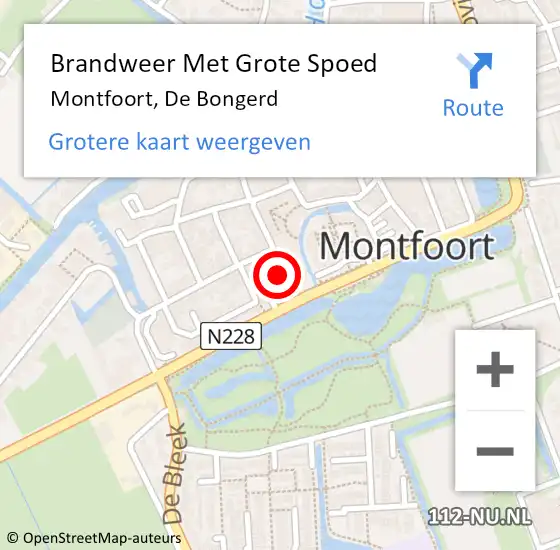 Locatie op kaart van de 112 melding: Brandweer Met Grote Spoed Naar Montfoort, De Bongerd op 22 februari 2019 17:21