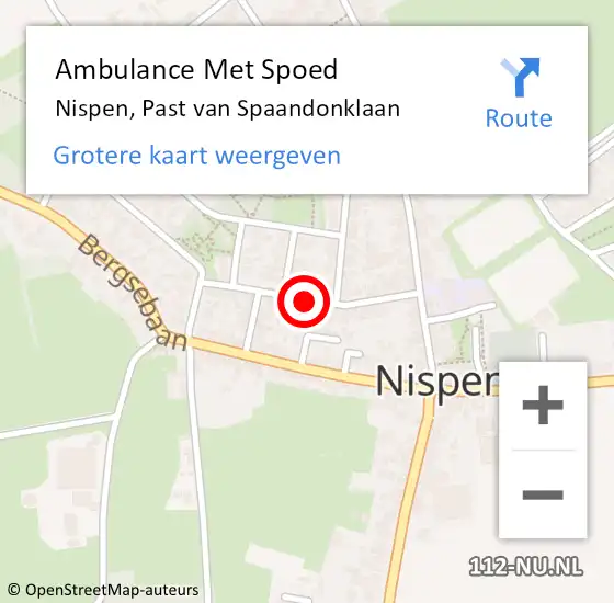Locatie op kaart van de 112 melding: Ambulance Met Spoed Naar Nispen, Past van Spaandonklaan op 22 februari 2019 19:31