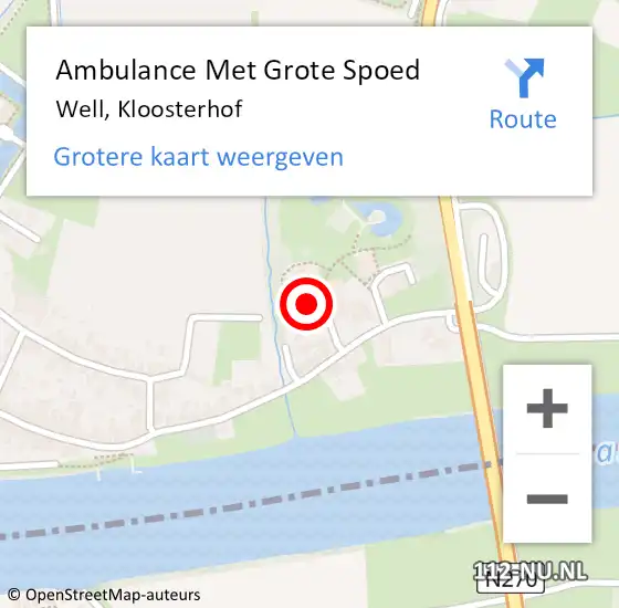 Locatie op kaart van de 112 melding: Ambulance Met Grote Spoed Naar Well, Kloosterhof op 22 februari 2019 23:15