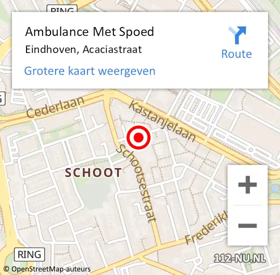 Locatie op kaart van de 112 melding: Ambulance Met Spoed Naar Eindhoven, Acaciastraat op 23 februari 2019 01:40