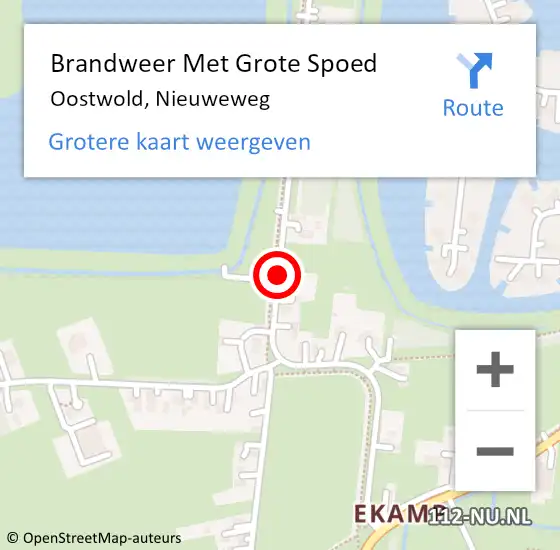 Locatie op kaart van de 112 melding: Brandweer Met Grote Spoed Naar Oostwold, Nieuweweg op 23 februari 2019 14:33