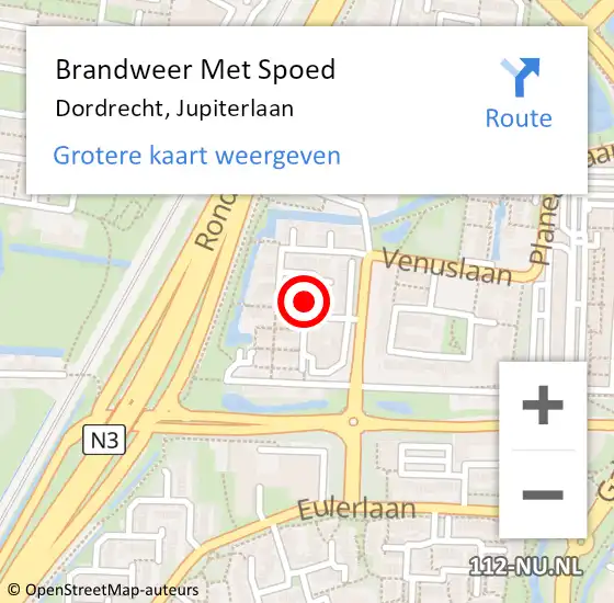 Locatie op kaart van de 112 melding: Brandweer Met Spoed Naar Dordrecht, Jupiterlaan op 23 februari 2019 17:56