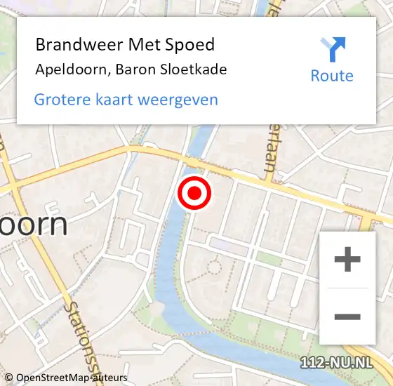 Locatie op kaart van de 112 melding: Brandweer Met Spoed Naar Apeldoorn, Baron Sloetkade op 23 februari 2019 19:54