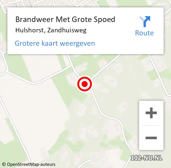 Locatie op kaart van de 112 melding: Brandweer Met Grote Spoed Naar Hulshorst, Zandhuisweg op 23 februari 2019 21:32