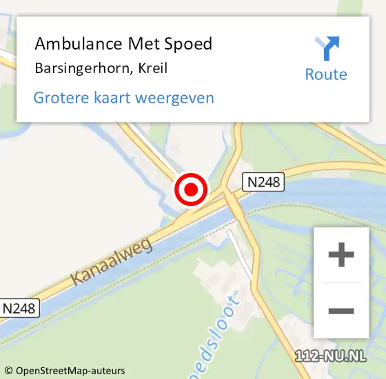 Locatie op kaart van de 112 melding: Ambulance Met Spoed Naar Barsingerhorn, Kreil op 23 februari 2019 21:54