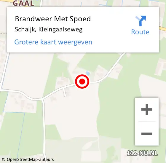 Locatie op kaart van de 112 melding: Brandweer Met Spoed Naar Schaijk, Kleingaalseweg op 24 februari 2019 00:45