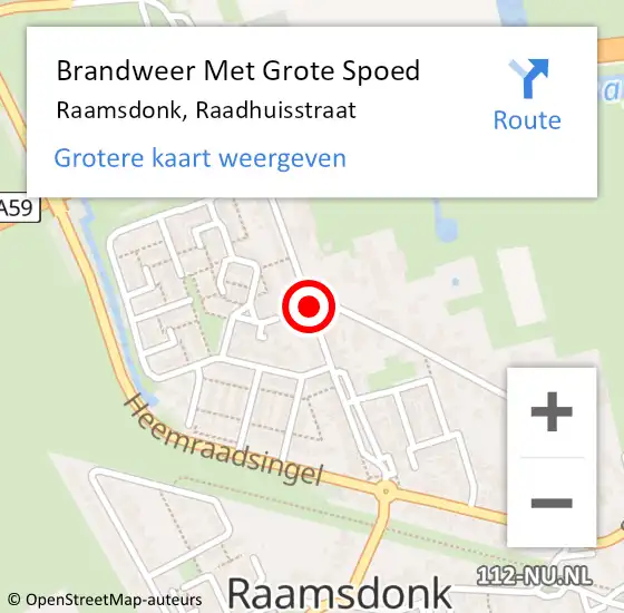Locatie op kaart van de 112 melding: Brandweer Met Grote Spoed Naar Raamsdonk, Raadhuisstraat op 24 februari 2019 01:11