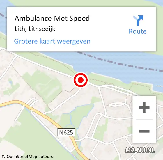Locatie op kaart van de 112 melding: Ambulance Met Spoed Naar Lith, Lithsedijk op 24 februari 2019 10:05
