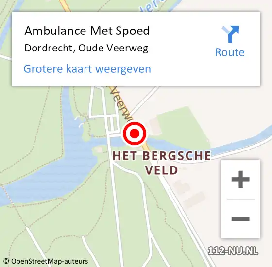 Locatie op kaart van de 112 melding: Ambulance Met Spoed Naar Dordrecht, Oude Veerweg op 24 februari 2019 13:27