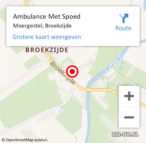 Locatie op kaart van de 112 melding: Ambulance Met Spoed Naar Moergestel, Broekzijde op 24 februari 2019 16:19