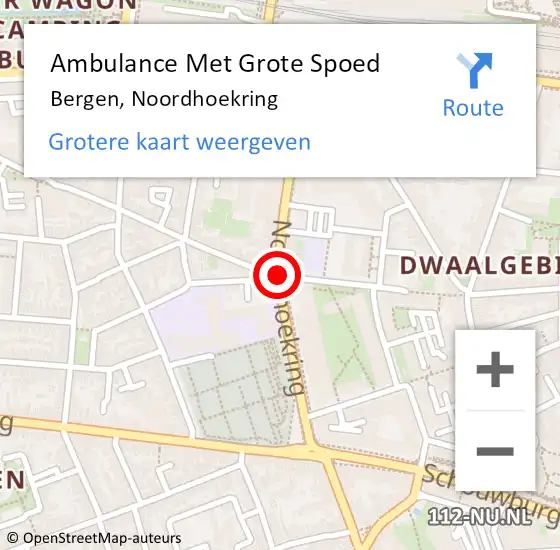 Locatie op kaart van de 112 melding: Ambulance Met Grote Spoed Naar Bergen, Noordhoekring op 24 februari 2019 17:55