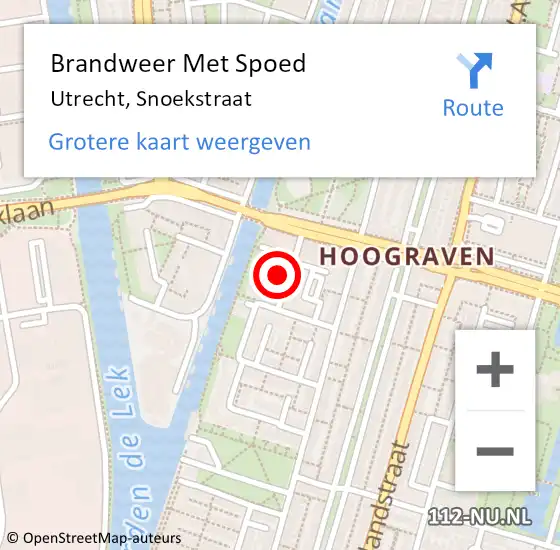 Locatie op kaart van de 112 melding: Brandweer Met Spoed Naar Utrecht, Snoekstraat op 24 februari 2019 19:24