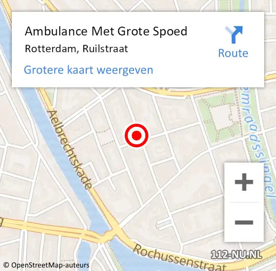Locatie op kaart van de 112 melding: Ambulance Met Grote Spoed Naar Rotterdam, Ruilstraat op 24 februari 2019 20:29