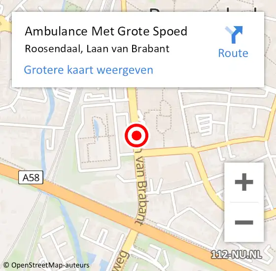 Locatie op kaart van de 112 melding: Ambulance Met Grote Spoed Naar Roosendaal, Laan van Brabant op 24 februari 2019 21:21