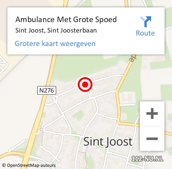 Locatie op kaart van de 112 melding: Ambulance Met Grote Spoed Naar Sint Joost, Sint Joosterbaan op 25 februari 2019 08:48