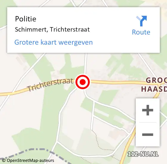 Locatie op kaart van de 112 melding: Politie Schimmert, Trichterstraat op 25 februari 2019 14:51