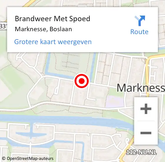 Locatie op kaart van de 112 melding: Brandweer Met Spoed Naar Marknesse, Boslaan op 25 februari 2019 19:47