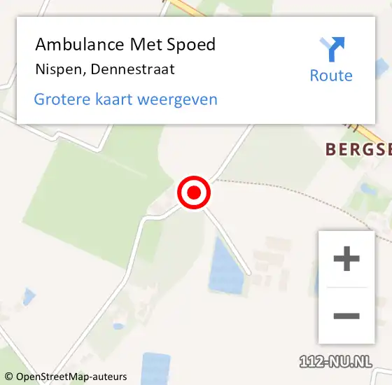 Locatie op kaart van de 112 melding: Ambulance Met Spoed Naar Nispen, Dennestraat op 26 februari 2019 01:25