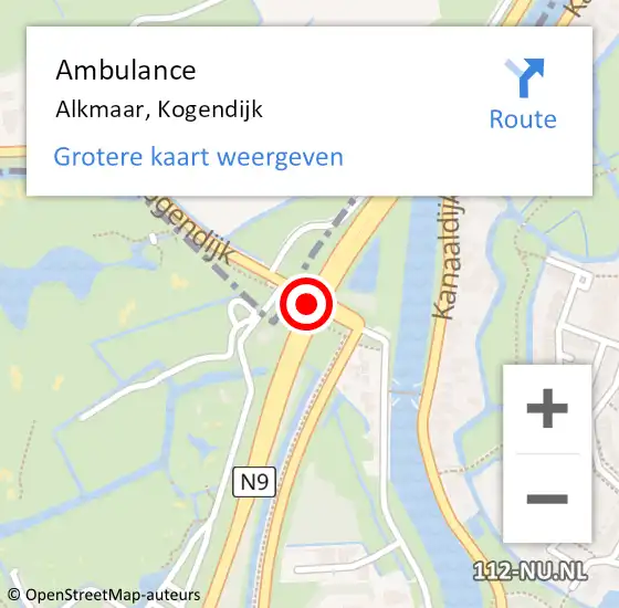Locatie op kaart van de 112 melding: Ambulance Alkmaar, Kogendijk op 26 februari 2019 08:23
