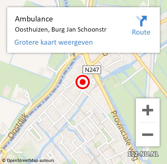 Locatie op kaart van de 112 melding: Ambulance Oosthuizen, Burg Jan Schoonstr op 26 februari 2019 13:07