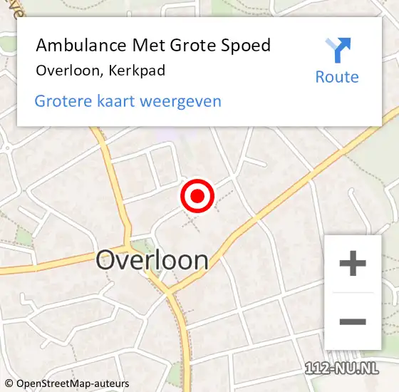 Locatie op kaart van de 112 melding: Ambulance Met Grote Spoed Naar Overloon, Kerkpad op 26 februari 2019 14:28