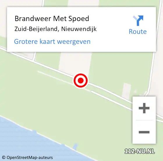 Locatie op kaart van de 112 melding: Brandweer Met Spoed Naar Zuid-Beijerland, Nieuwendijk op 26 februari 2019 16:26