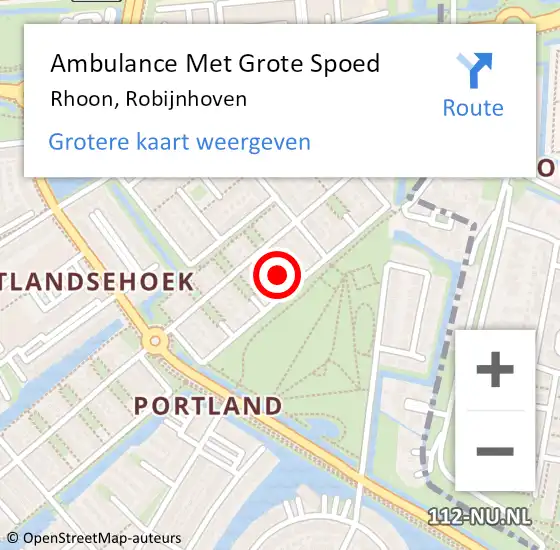 Locatie op kaart van de 112 melding: Ambulance Met Grote Spoed Naar Rhoon, Robijnhoven op 26 februari 2019 16:36
