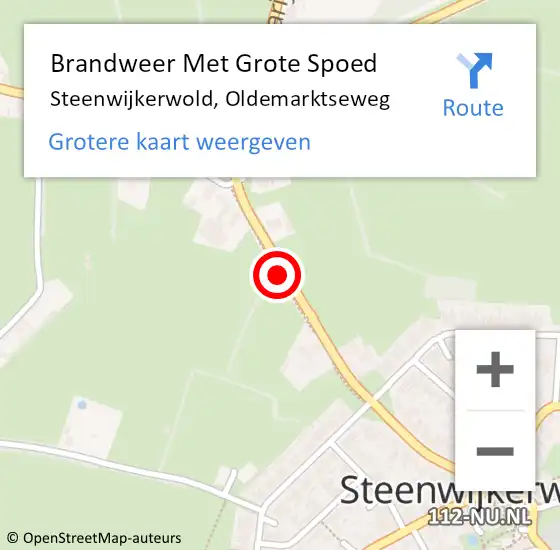 Locatie op kaart van de 112 melding: Brandweer Met Grote Spoed Naar Steenwijkerwold, Oldemarktseweg op 26 februari 2019 17:17