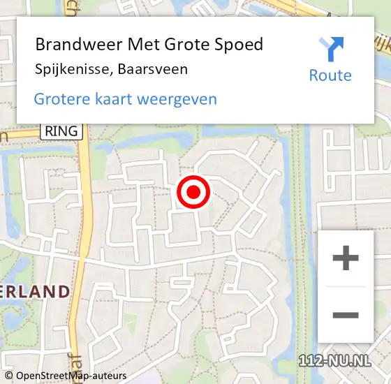 Locatie op kaart van de 112 melding: Brandweer Met Grote Spoed Naar Spijkenisse, Baarsveen op 26 februari 2019 18:38