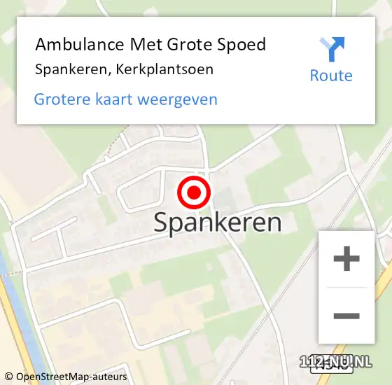 Locatie op kaart van de 112 melding: Ambulance Met Grote Spoed Naar Spankeren, Kerkplantsoen op 26 februari 2019 20:13