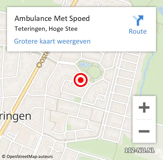 Locatie op kaart van de 112 melding: Ambulance Met Spoed Naar Teteringen, Hoge Stee op 26 februari 2019 20:55