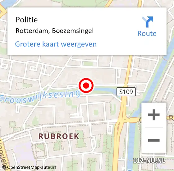 Locatie op kaart van de 112 melding: Politie Rotterdam, Boezemsingel op 27 februari 2019 03:30