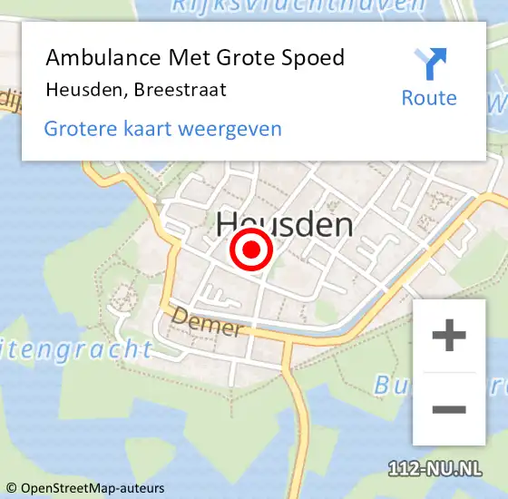 Locatie op kaart van de 112 melding: Ambulance Met Grote Spoed Naar Heusden, Breestraat op 27 februari 2019 03:53